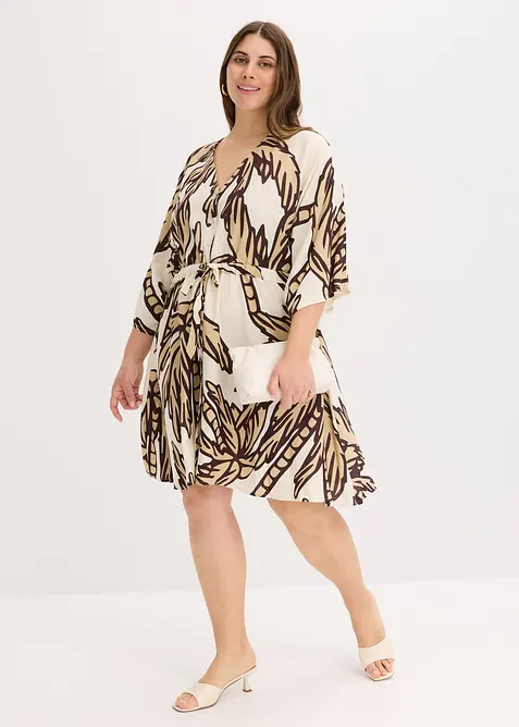 Minikl&auml;nning med kimono&auml;rmar i b&ouml;ljande viskos, bonprix