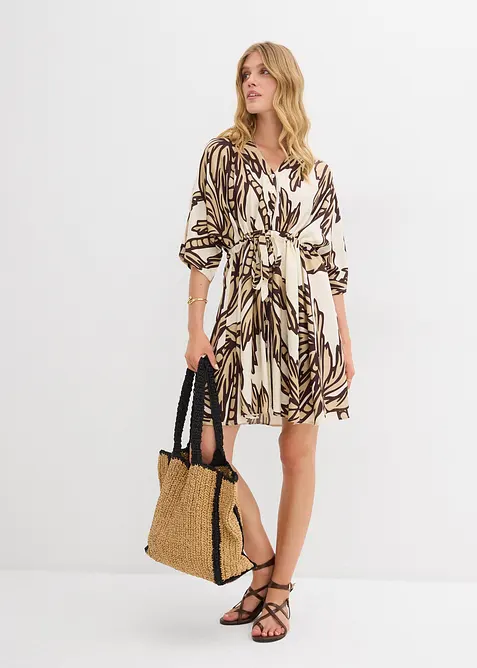 Minikl&auml;nning med kimono&auml;rmar i b&ouml;ljande viskos, bonprix