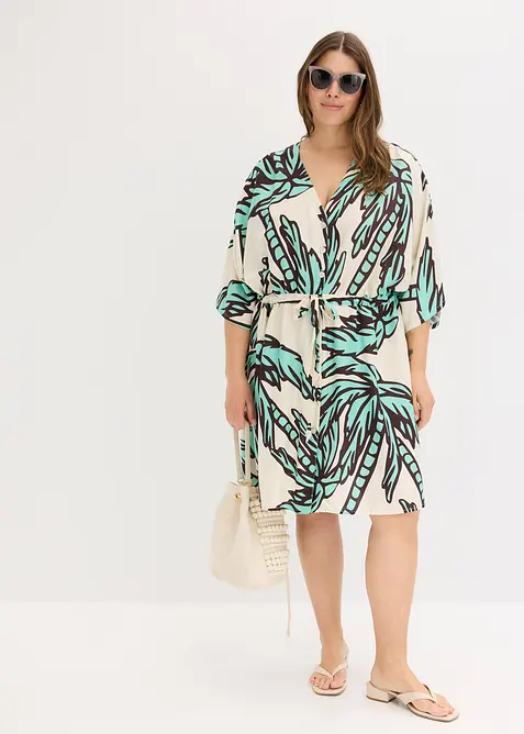 Minikl&auml;nning med kimono&auml;rmar i b&ouml;ljande viskos, bonprix