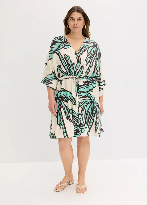 Minikl&auml;nning med kimono&auml;rmar i b&ouml;ljande viskos, bonprix