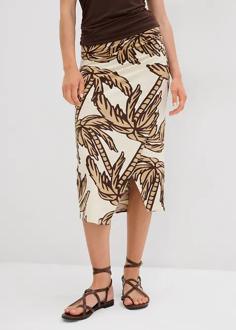 Jerseykjol i mjuk viskosmix, bonprix