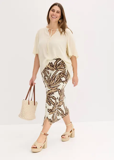 Jerseykjol i mjuk viskosmix, bonprix