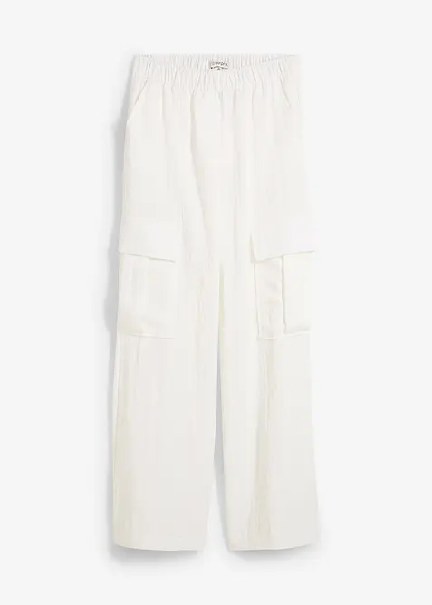 Följsam cargobyxa med vida ben, bonprix