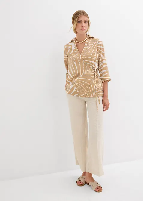 Kimonoblus i linnelook, bonprix