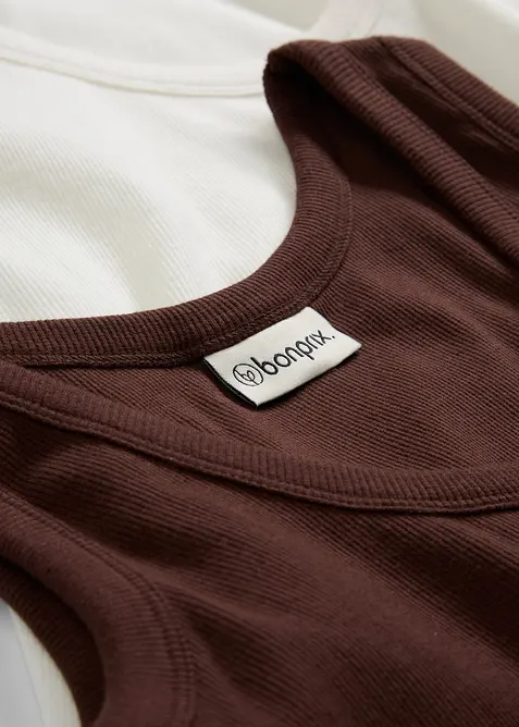 Ribbat linne med ekologisk bomull (2-pack), bonprix