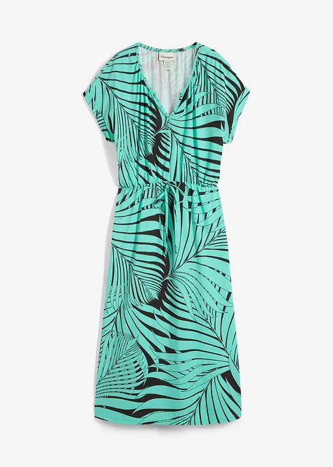 Jerseyklänning i böljande materialmix, bonprix