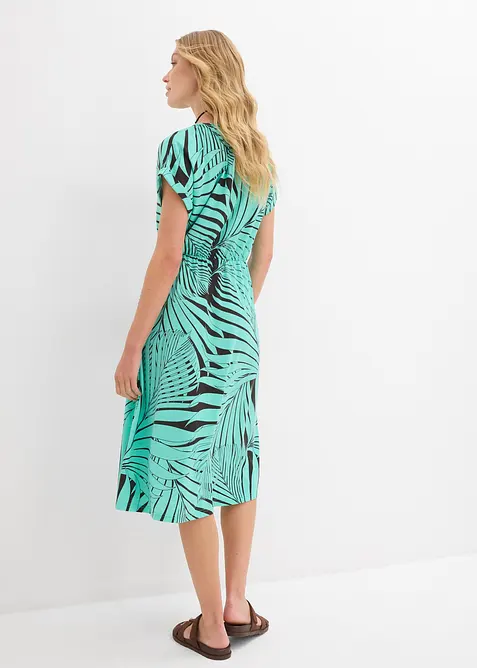 Jerseyklänning i böljande materialmix, bonprix