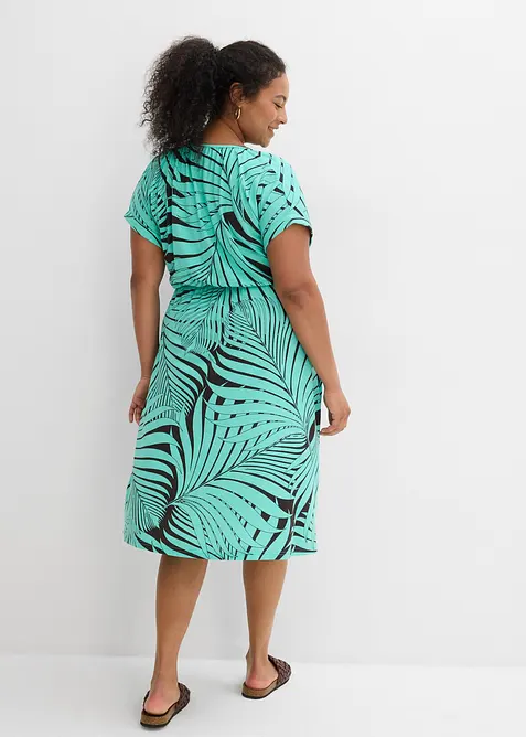 Jerseyklänning i böljande materialmix, bonprix