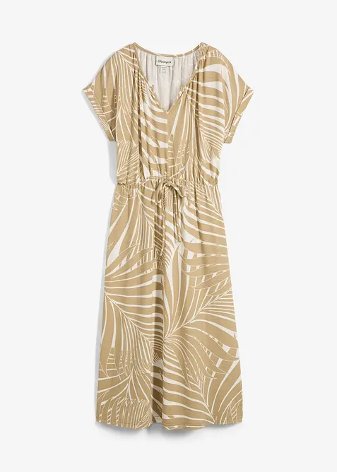 Jerseykl&auml;nning i b&ouml;ljande materialmix, bonprix