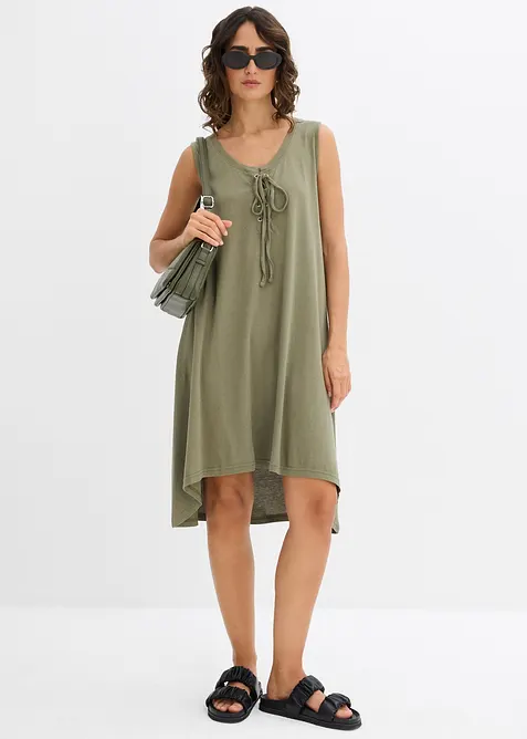 Jerseyklänning med snörning, bonprix