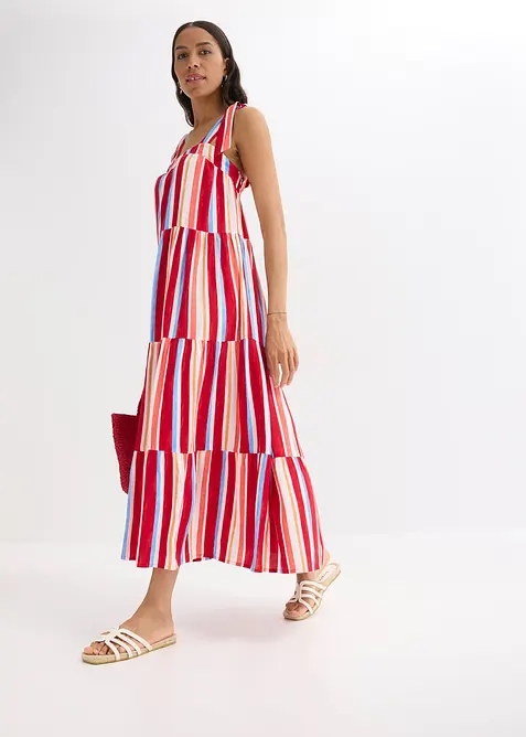 Randig ärmlös klänning i viskos med struktur, bonprix