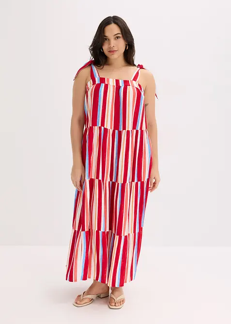 Randig ärmlös klänning i viskos med struktur, bonprix