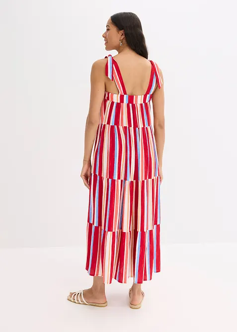 Randig ärmlös klänning i viskos med struktur, bonprix