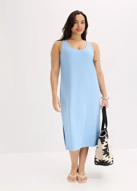 Mellanl&aring;ng kl&auml;nning i mjukt, ribbstickat material, bonprix