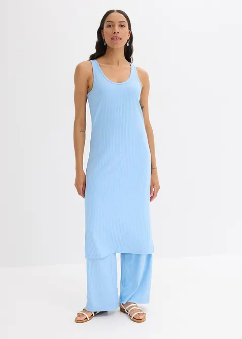 Mellanlång klänning i mjukt, ribbstickat material, bonprix