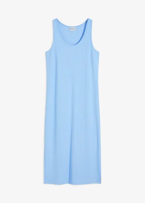 Mellanlång klänning i mjukt, ribbstickat material, bonprix