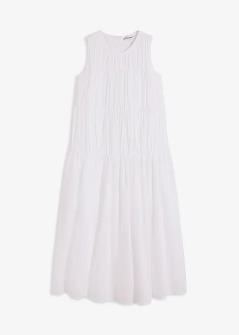Maxiklänning i bomull med rynk, bonprix