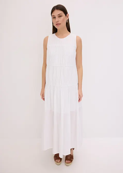 Maxiklänning i bomull med rynk, bonprix