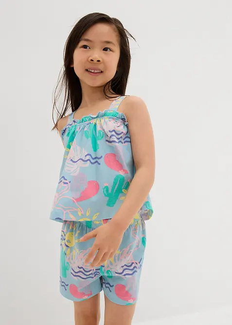 Linne och shorts (2 delar) i ren ekologisk bomull, bonprix