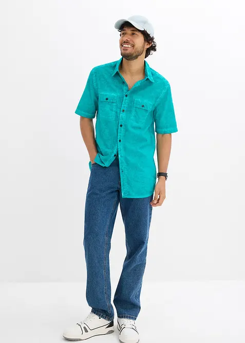 Kortärmad skjorta med tvättad look, bonprix