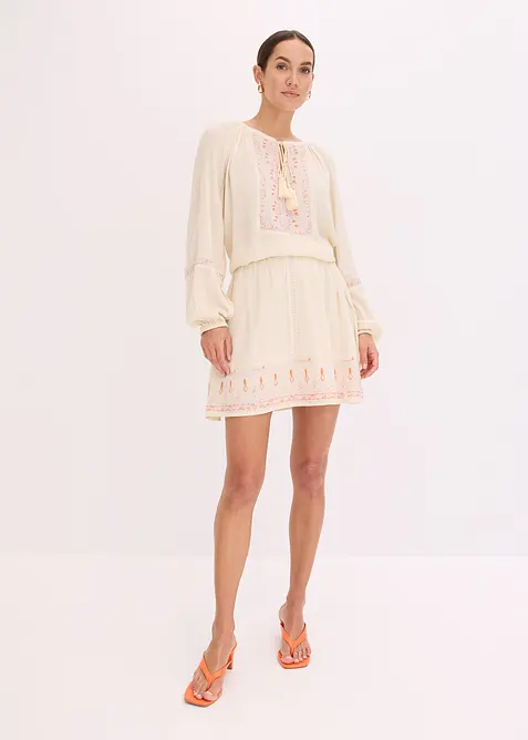 Minikjol med broderi, bonprix