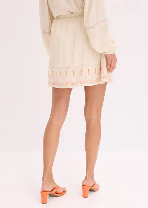 Minikjol med broderi, bonprix