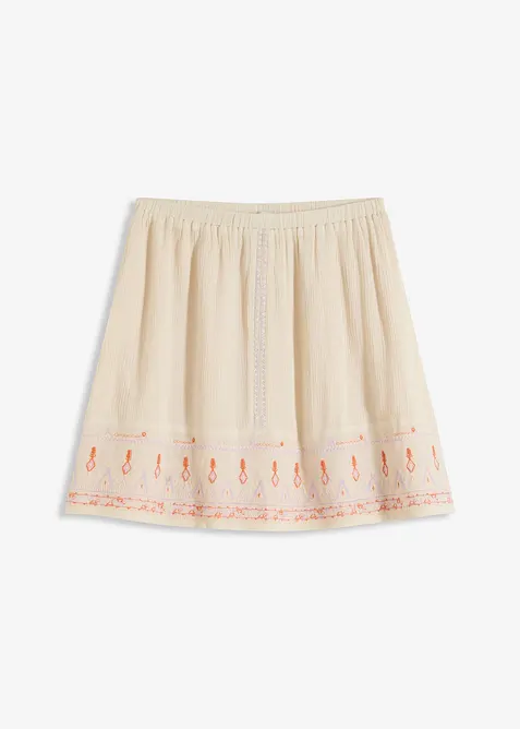 Minikjol med broderi, bonprix