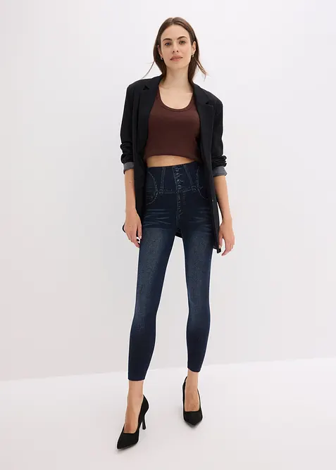 Sömlösa leggings med jeanslook och kraftigt formande effekt, bonprix
