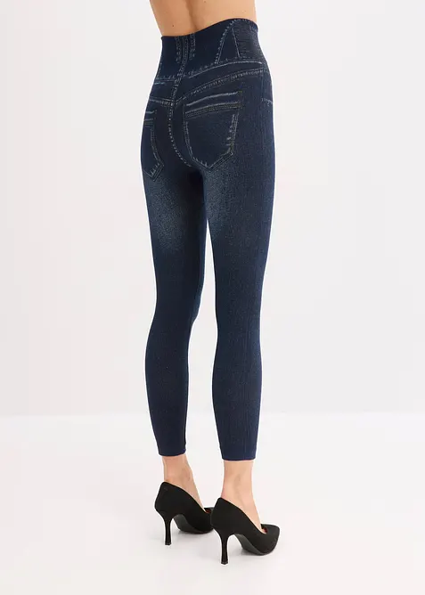 Sömlösa leggings med jeanslook och kraftigt formande effekt, bonprix
