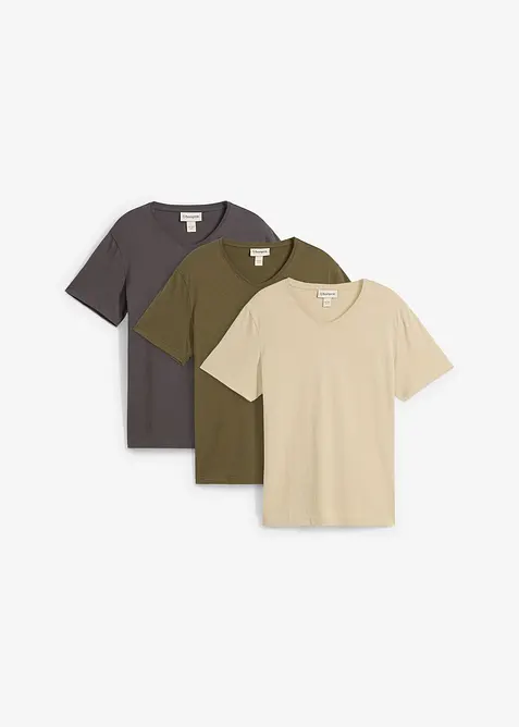 V-ringad T-shirt (3-pack), bonprix