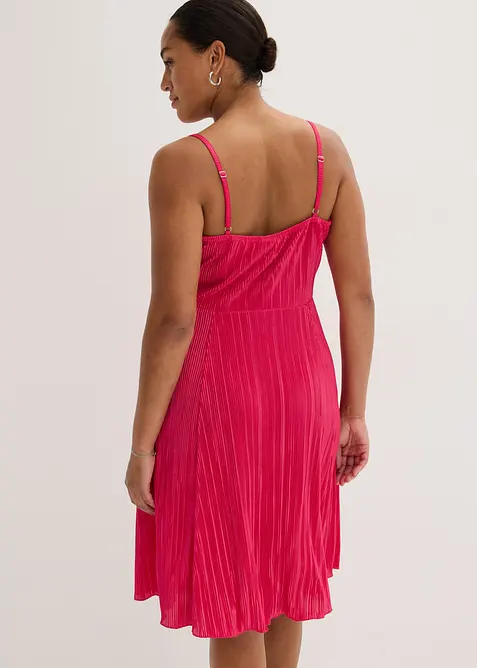 Miniklänning i glänsande material med plissering, bonprix