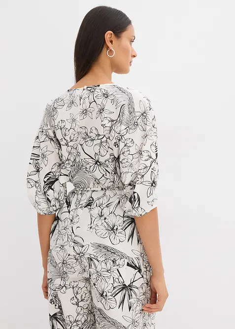 Kortärmad blus i ren bomull, bonprix