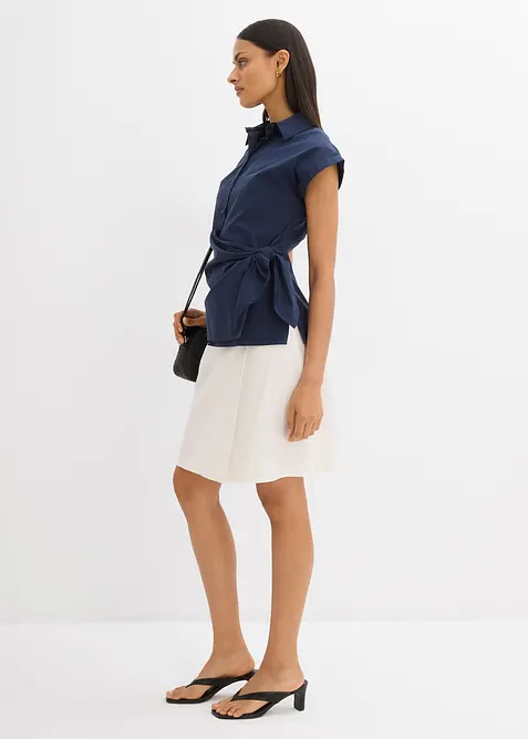 Kortärmad blus med knytdetalj, bonprix