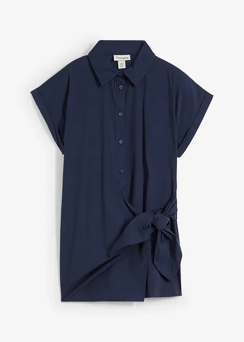 Kortärmad blus med knytdetalj, bonprix