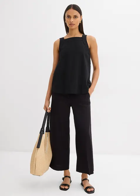 Culottebyxa med elastisk midja, av viskosmix, bonprix