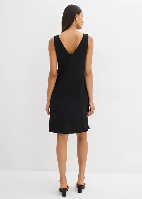 Klänning med axelband och V-ringning, bonprix