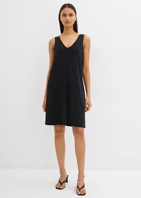 Klänning med axelband och V-ringning, bonprix