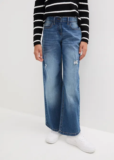 Wide Leg Jeans Mid Waist för barn, bonprix