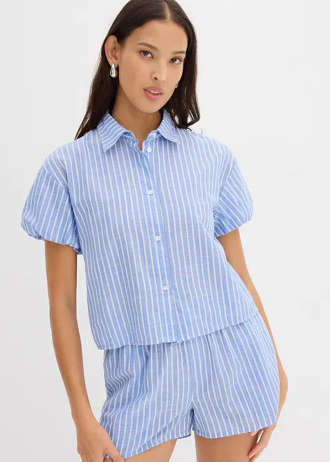 Kortärmad blus av ren bomull, bonprix