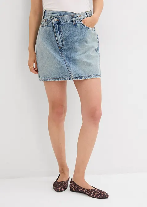 Jeanskjol med asymmetrisk midja, bonprix