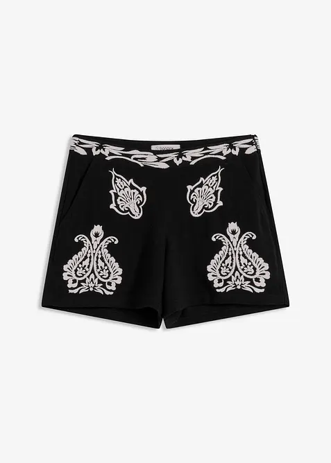Shorts i mjuk viskosmix med broderi, bonprix