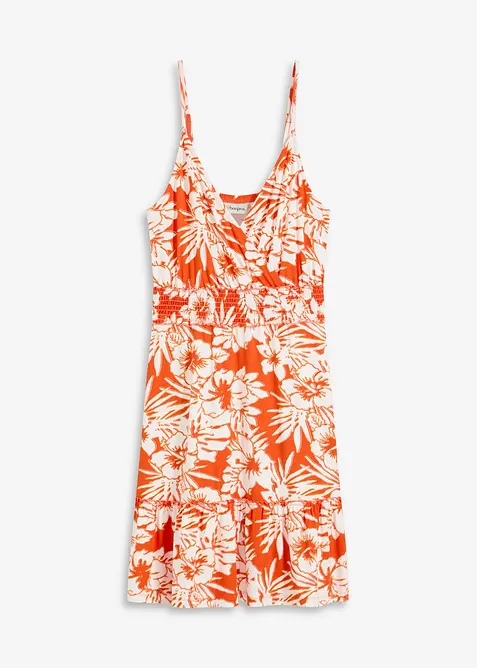 Klänning med axelband, av mönstrad viskosmix, bonprix