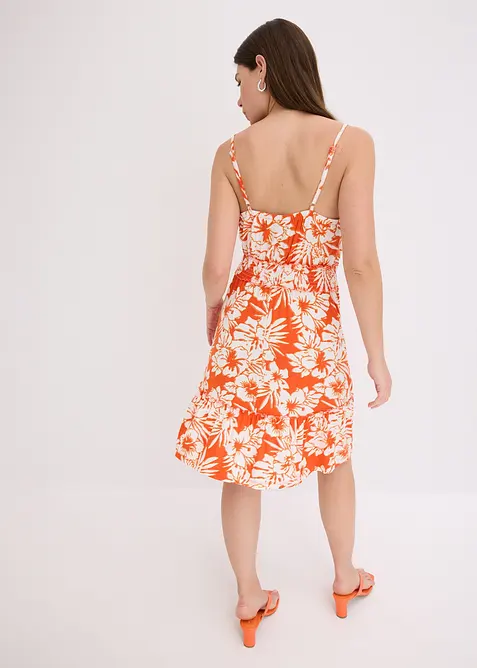 Klänning med axelband, av mönstrad viskosmix, bonprix