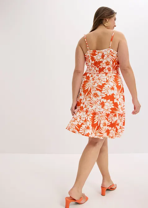 Kl&auml;nning med axelband, av m&ouml;nstrad viskosmix, bonprix