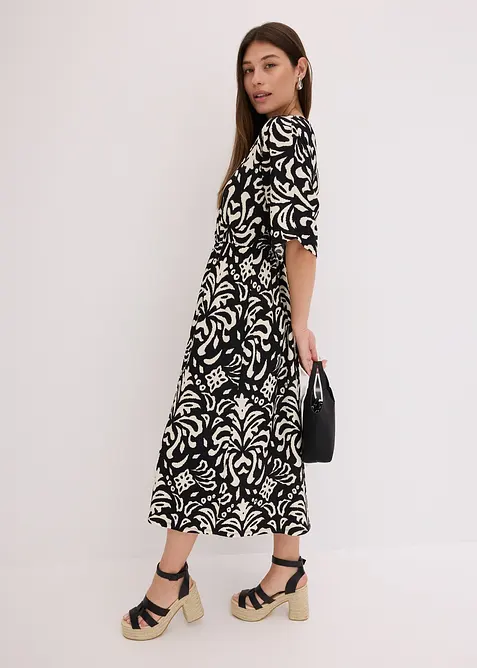 Mönstrad jerseyklänning, bonprix