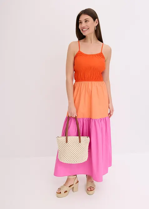 Bomullsklänning med smala axelband, bonprix