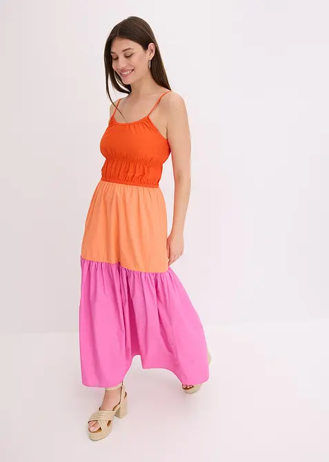 Bomullsklänning med smala axelband, bonprix