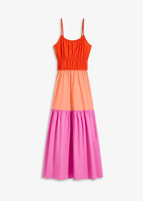 Bomullsklänning med smala axelband, bonprix