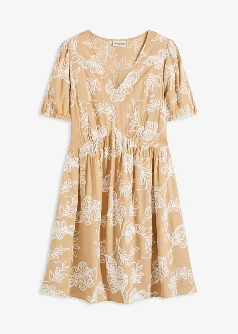 Tunikaklänning i mjuk viskos med broderi, bonprix