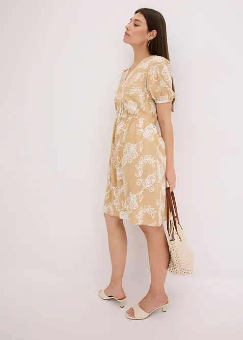 Tunikaklänning i mjuk viskos med broderi, bonprix